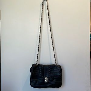 Black leather express crossbody bag